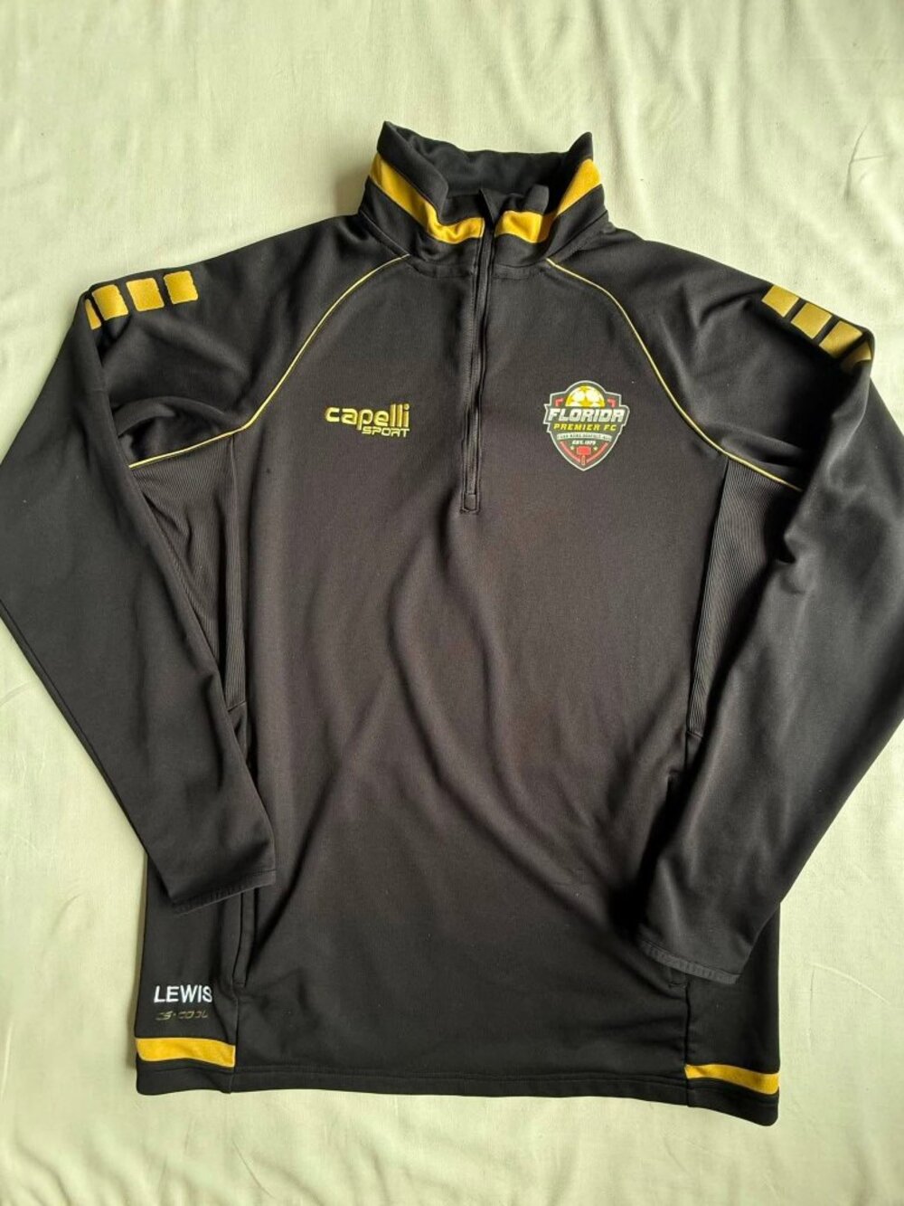 Capelli Sport Florida Premier FC Men’s XL Quarter Zip Pullover Black Gold